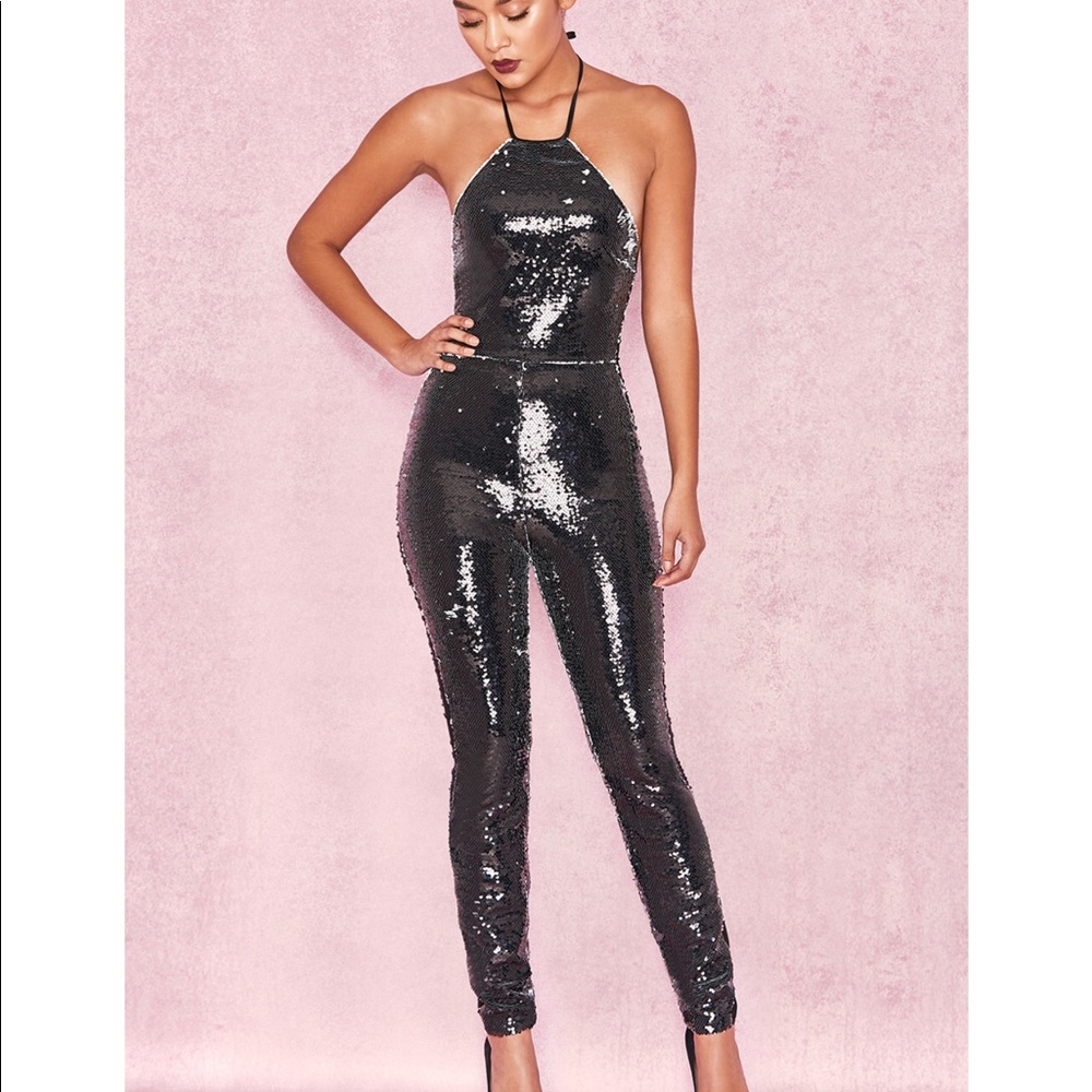 XS (2-4) House of CB Reia Black sequin jumpsuit